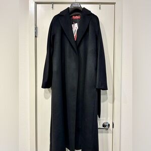Max Mara Studio Belted Long-Sleeved Coat - Black - NWT NEVER WORN